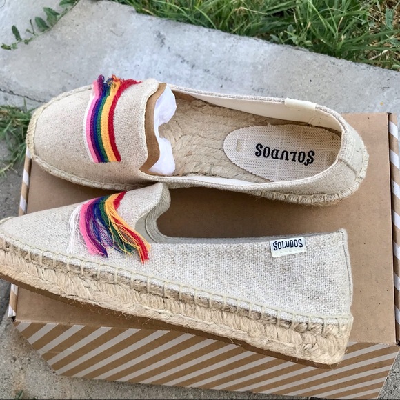 Soludos Rainbow Pride Espadrille Smoking Slipper Size 6  Soludos Rainbow 🌈 Pride Platform Smoking Slipper